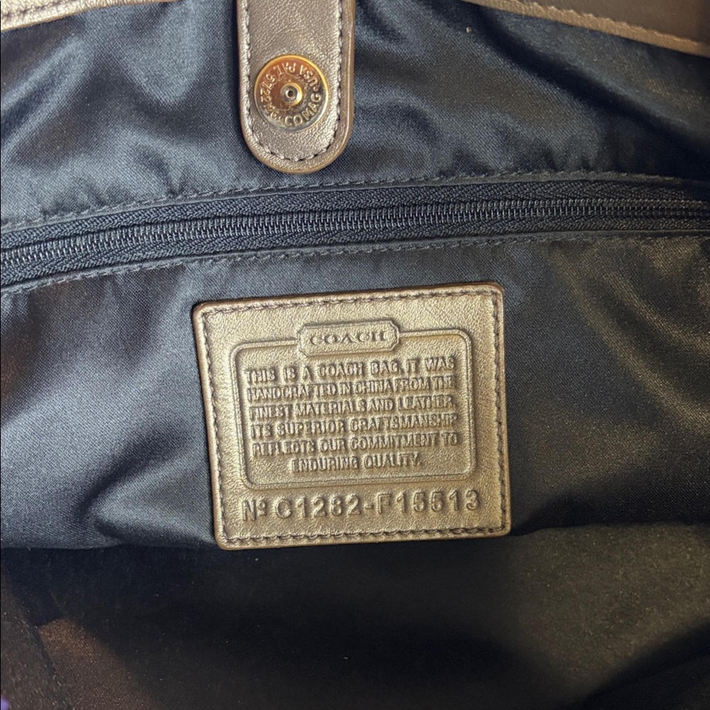 COACH Ashley Metallic Bronze Leather Carryall Satchel Bag (F15513) — NWOT - Picture 2 of 10
